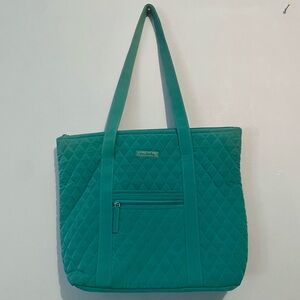 Vera Bradley Teal Microfiber Tote Bag Small